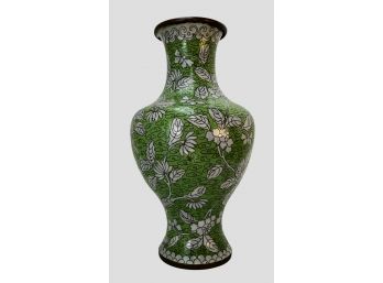 Large Green Cloisonne Vase Impressed Mark