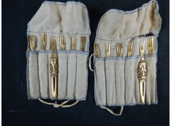 Old Gold Plated Miniature Fork Set Of Ten