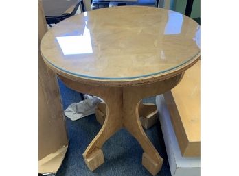 Round Plywood Table With Glass Top