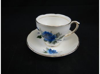 Duchess Bone China Saucer And Tea Cup With Floral Design And Gold Lining