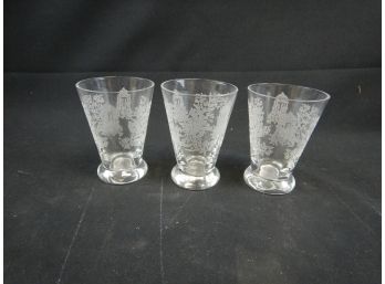 Set Of Three Vintage Decorative Shot Glasses
