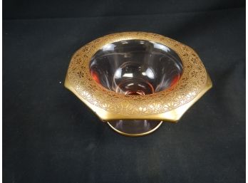 Depression Glass Pink Adorned With Gold Decorations