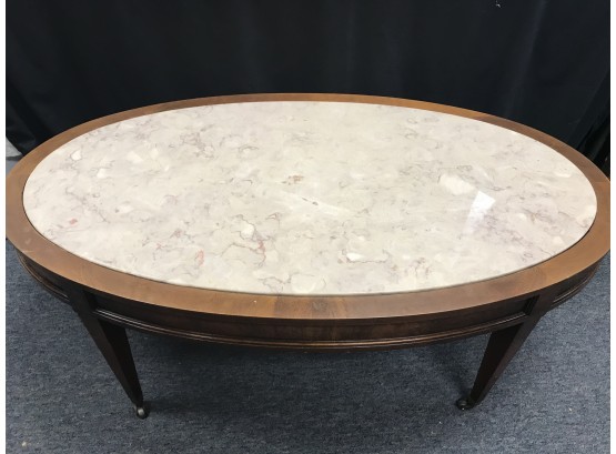 Coffee Table, Wood With Marble Top, Some Scratches