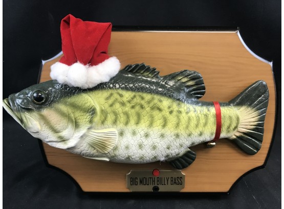 1999 Gemmy Big Mouth Billy Bass Holiday Talking Fish Plaque, Plays Two Songs, Tested Works Batteries Included