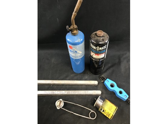 Soldering Torches And Related Items, Some Gas Still In Containers