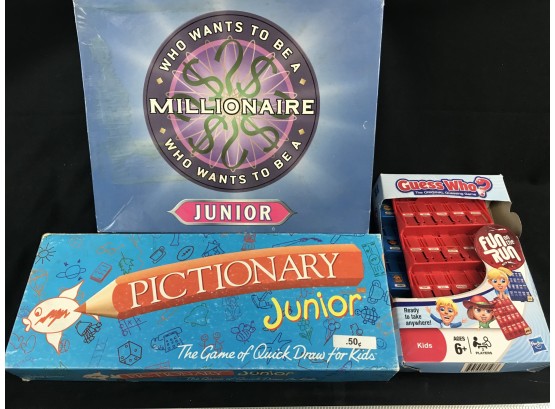 3 Kids Games, Millionaire, Pictionary, Guess Who, Boxes Have Wear