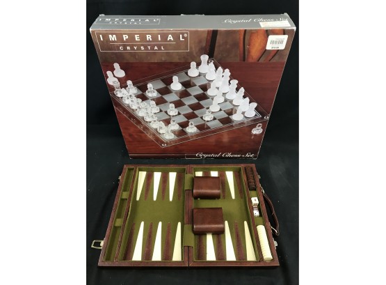 Portable Backgammon Case, Crystal Chess Set