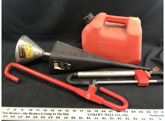 Assorted Oil Gas Items And Steering Wheel Locks With Keys