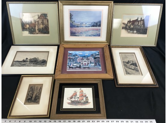 Variety Of Vintage Prints In Frames, Some Signed
