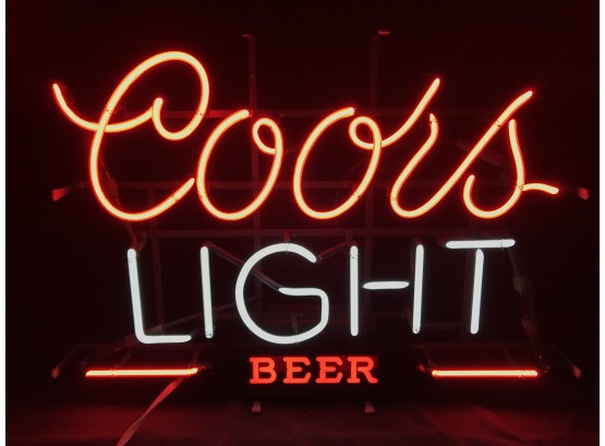 Vintage Coors Light Neon 🍺 Sign, Tested Looks Great, Approximate Size 27” Long By 18” High