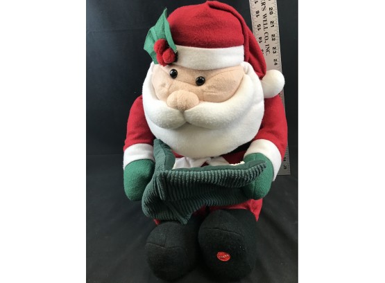 Santa Claus 18” Plush Reads The Story The Night Before Christmas Lights Up And Mouth Moves, Tested Works