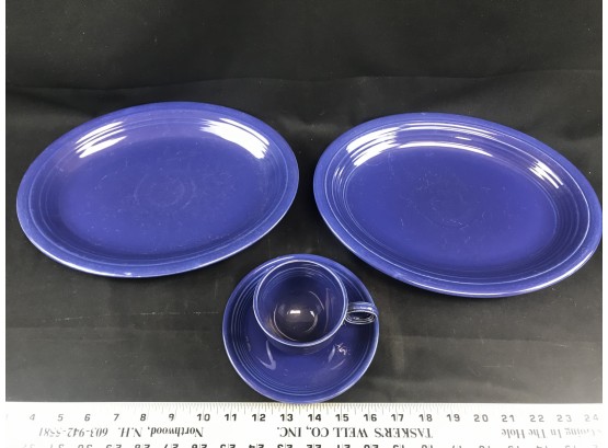 2 Colbalt Blue Fiesta Platter 12.5',  Cup And Saucer Vintage