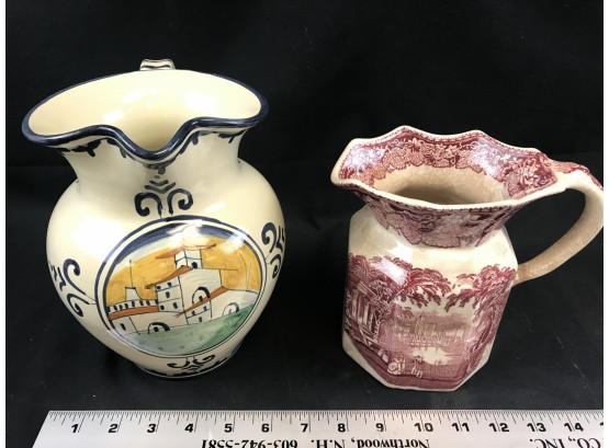 2 Pitchers, Antique Masons Ironstone Made In England