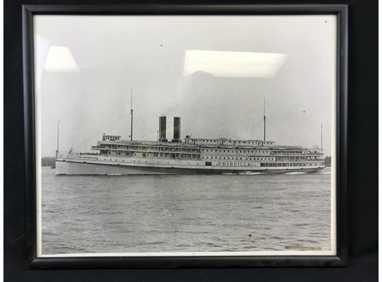 Framed Picture Of Historical Fall River Line Priscilla Boat, Massachusetts