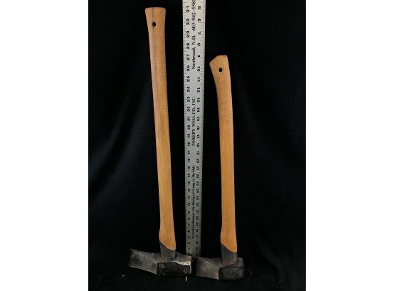 2 Wooden Handle Axes, 28” & 31”, Used With Some Rusting
