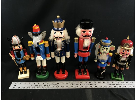 Lot Of 6 Nutcrackers, 10 To 14 Inches High - Lot B