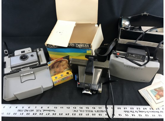Lot Of 3 Polaroid Cameras, Land Cameras 103, 210, Color Pack Two
