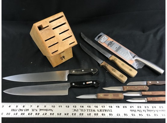 Assortment Of Knives With Wood Block, JA Henckels, Chicago Cuttery, Others