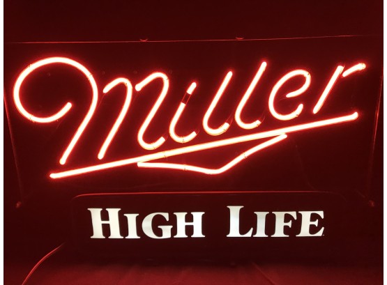 Vintage Miller High Life Neon Sign, Tested Looks Great, Approximate Size 26” Long By 17” High 🍺 GREAT GIFT 🍺