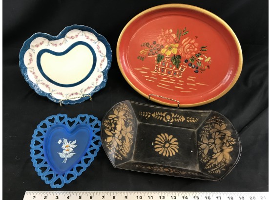 Lot Of Different Metal & Glass  And Ceramic Trays