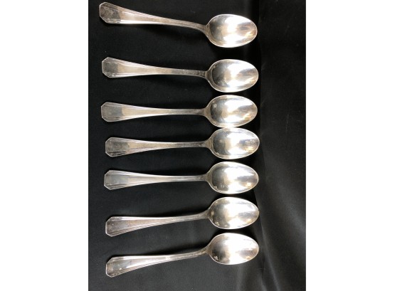 7 Christofle Stainless Soup Spoons Palme Pattern Made In France
