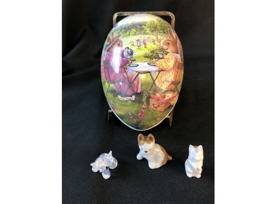 Miniature Dog/ Cat Figurines/ German Paper Easter Egg