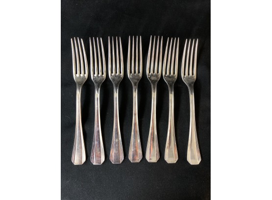 7 Christofle Stainless Dinner Forks Palme Pattern Made In France