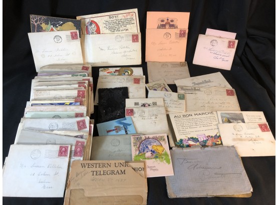 Large Lot Of Stamped Postal Covers, Letters, Greeting Cards And Other Early To Mid 20th Century Ephemera