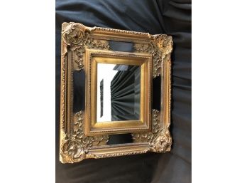Modern Antique Style Beveled Mirror With Gold Painted Frame.