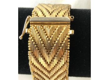 18 K Gold Plate Italian Mesh Wide Band Bracelet