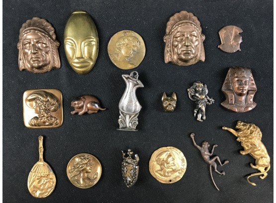 Assorted Metal Pieces, Molds, Medallions, Pendants, Etc.
