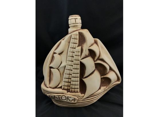Ceramic Ship Decanter, Russian, 9 Inches Tall