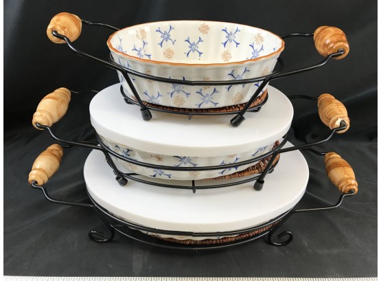 Ceramic And Rattan Six Piece Nesting Ovenware Set By Temptations