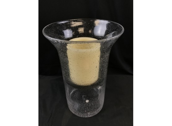 Large Hurricane Bubble Glass Candle Holder, 12 Inches Tall