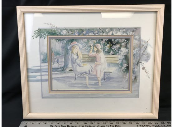 Framed Print Two Women On Bench, 22 X 18