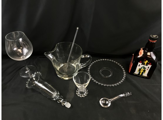 Glass Lot, Riedel Crystal Goblet, Cocktail Pitcher And Glass Stir, Anton Riemerschmid Bottle