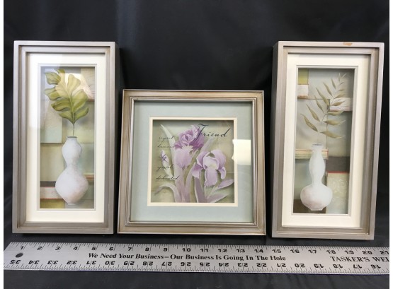 3 Small 3-D Pictures In Frames