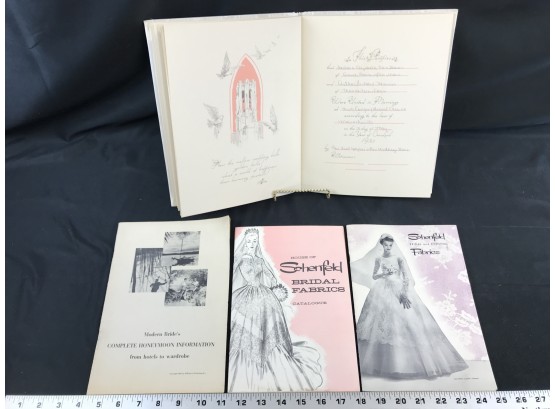 Vintage Wedding/honeymoon, Bridal Fabrics Catalog And Used  1957 Wedding  Reception Book