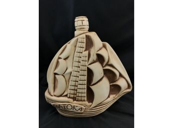 Ceramic Ship Decanter, Russian, 9 Inches Tall