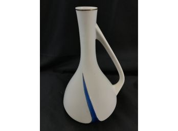 Blue And White Pitcher, Russian Maker, 8 1/4 Inches Tall