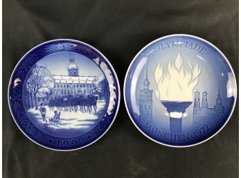 Royal Copenhagen Holiday Plate 1992 And , 1972 Olympics