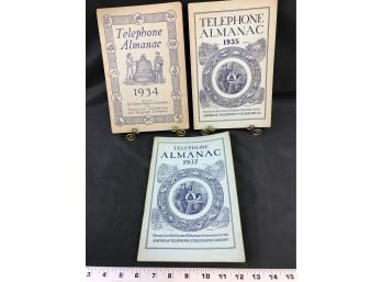 3 Telephone Almanacs, American Telephone And Telegraph Company, 1934, 1935, 1937