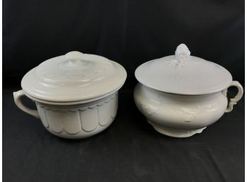 2 Chamber Pots, Iron Stone Chamber Pot With Lid, California Stamped Pot With Lid