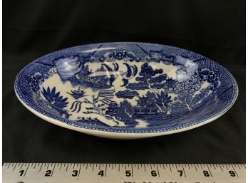 Blue And White Bowl, Made In Japan,  10 Inches Long And 2 12 Inches High