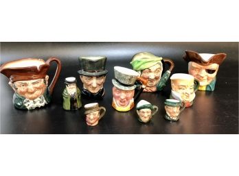 10 Small & Miniature Toby Jug/ Mugs.  Most Are Royal Doulton