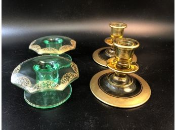 2 Pairs Elegant Glass Candle Holders