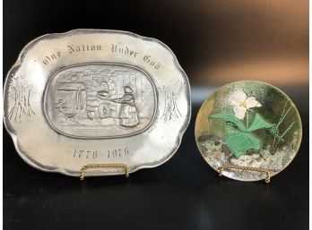 Duracast Bicentennial Platter/ Norman Brumm Enamel Over Copper  Plate Of An Orchid