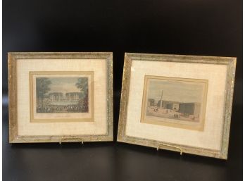 Pair 19th C Hand Colored Engravings