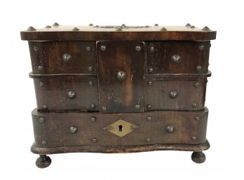 Victorian Wooden Sewing Box With Key.