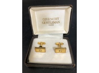 Givenchy Gentlemen Signed Gold Toned French Cuff Links, Monogramed G